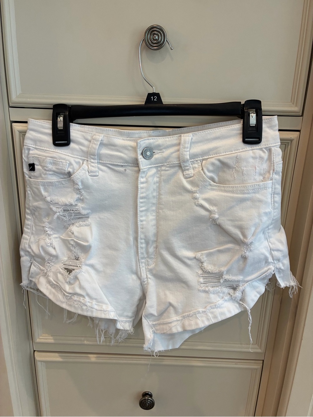 Kancan Women's Distressed White Denim  Shorts Size 9 KC11143WT